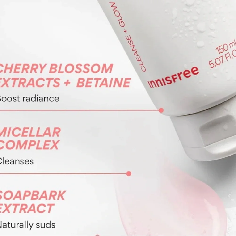 Innisfree cherry blossom Glow Jam Cleanser — Pink Facial Cleansing Foam